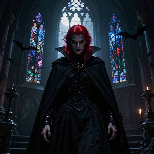 Redhead Vampire in Gothic Castle