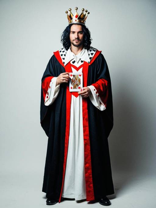 Man in King of Hearts Costume with Crown