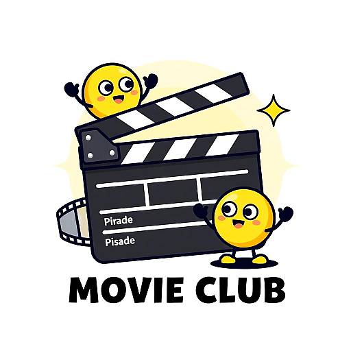 Cute digital cartoon of two yellow, round, smiling film clapperboard characters, one waving and the other with a star, next to 