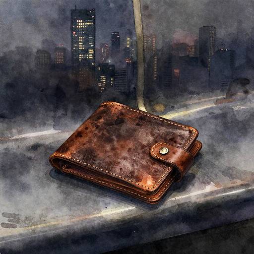 Realistic Watercolor Worn Leather Wallet