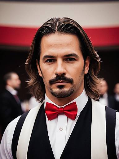 Man in Formal Suit with Red Bowtie