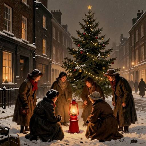 1945 Old London Christmas Scene