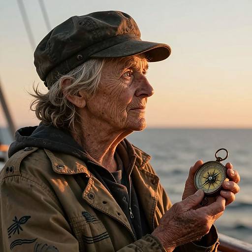 Elderly Sailor Girl's Nostalgic Portrait