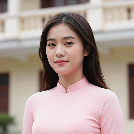 Vietnamese Woman in Pink Costume