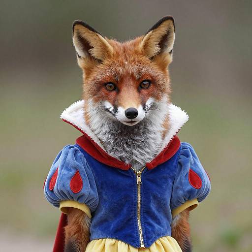 Cheerful Fox Dressed as Snow White