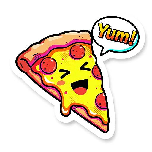 Neon Pop Art Winking Pizza Sticker
