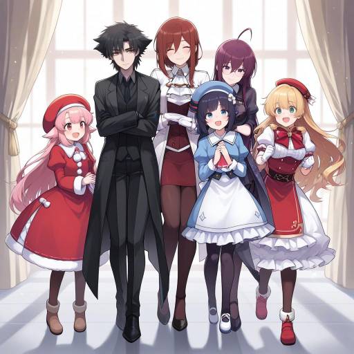 Cheerful Group of Girls Illustration