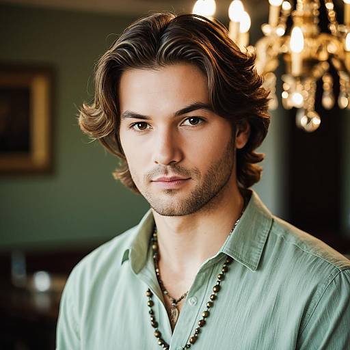 Handsome Young Man with Wavy Hair