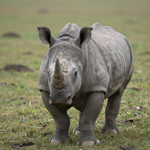 Charming Baby Rhino in Grassy Field