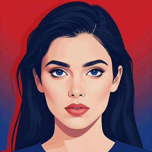 Stylized Portrait of Dark-Haired Woman