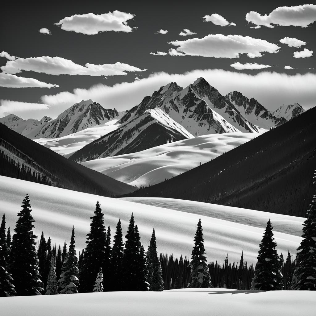 Majestic Black-and-White Mountain Landscape