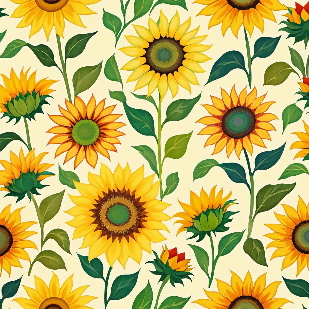 Vibrant Sunflower Floral Pattern Artwork