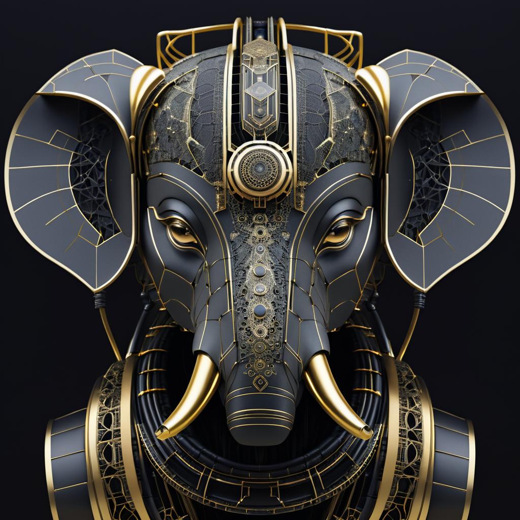 Futuristic Robotic Elephant Portrait