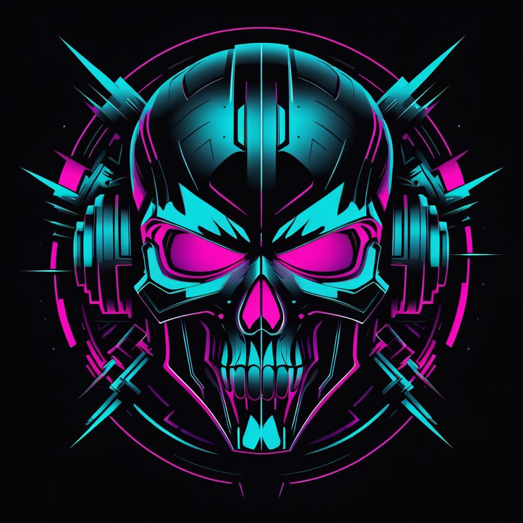 Bold Cyberpunk Skull Design Concept