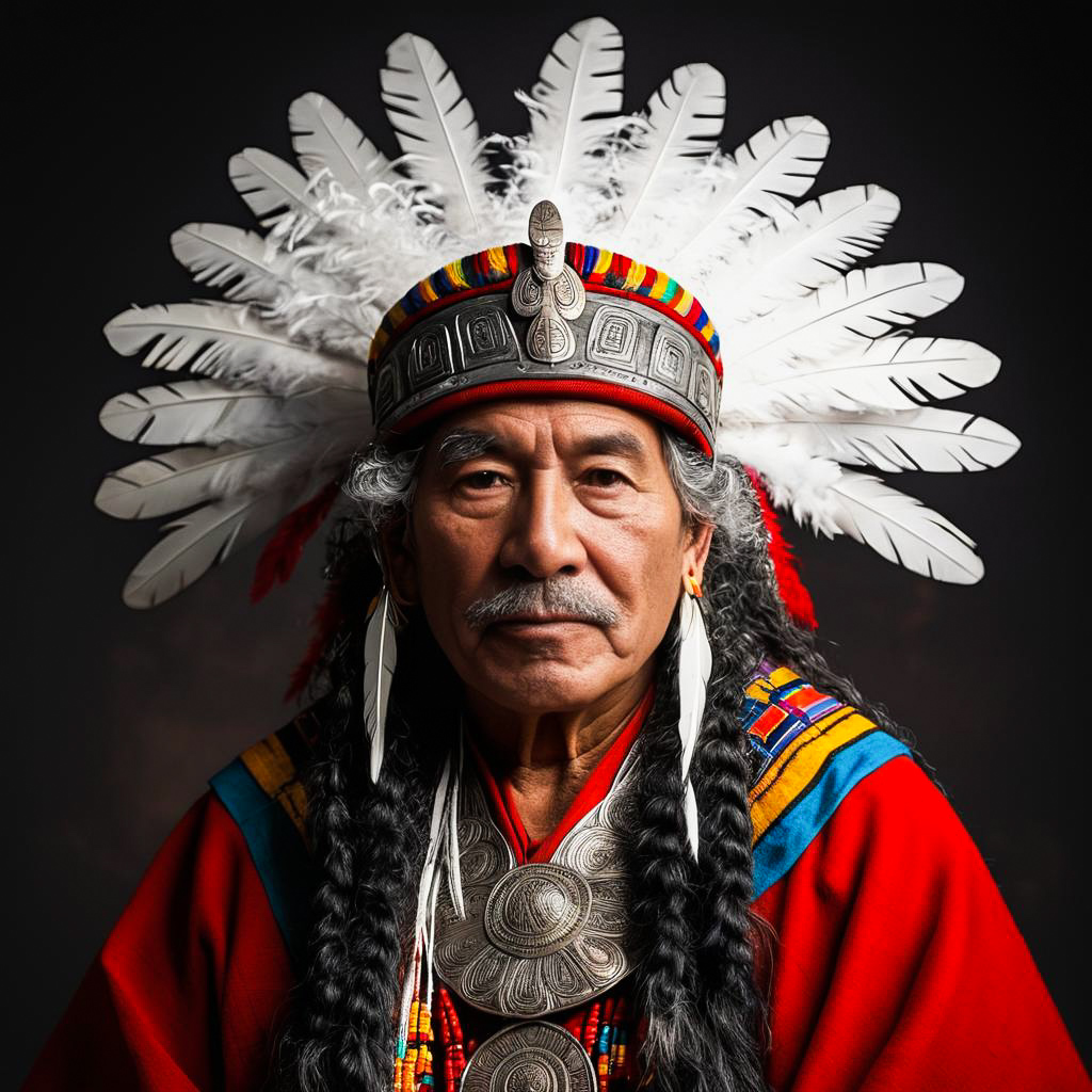 Elder Shaman in Incan Attire Portrait