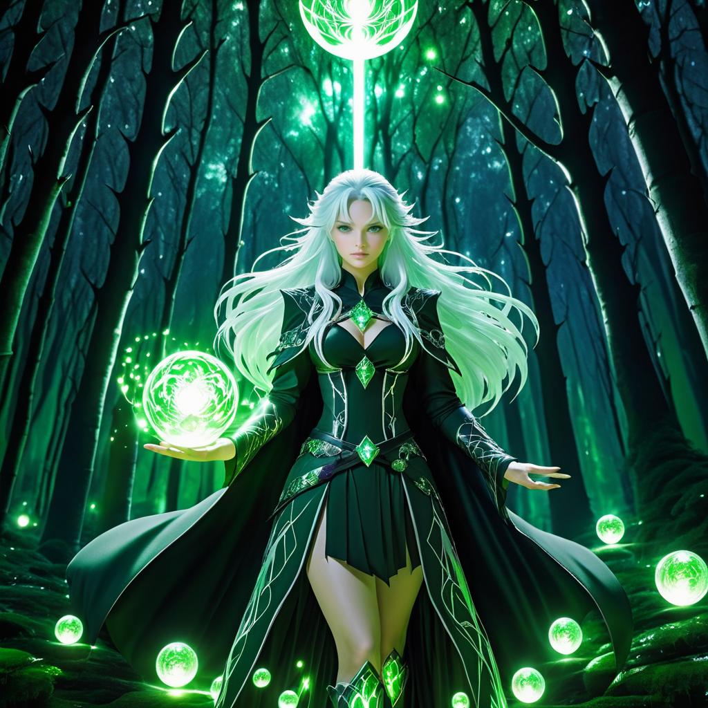 Epic Sorceress in Enchanted Moonlit Forest