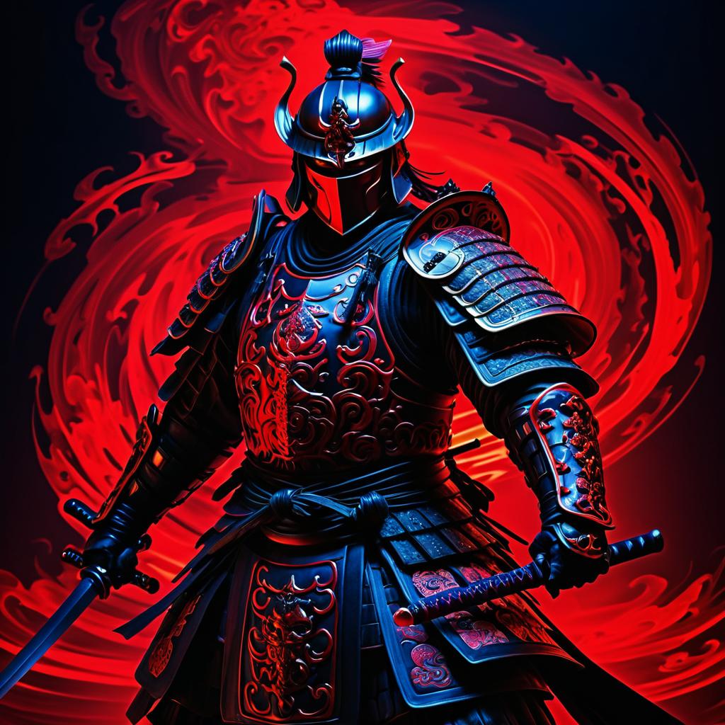 Heroic Samurai Portrait in Dark Light