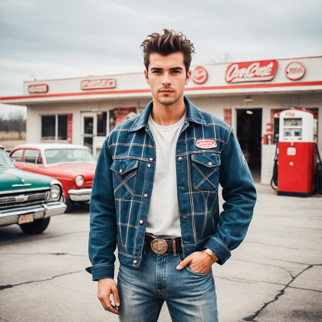 Retro Gas Station Attendant Photoshoot