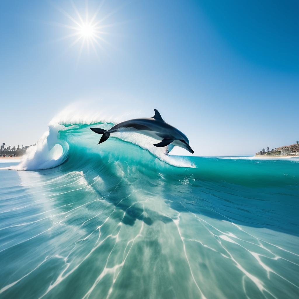 Joyful Dolphin Leaping at Sunny Seaside