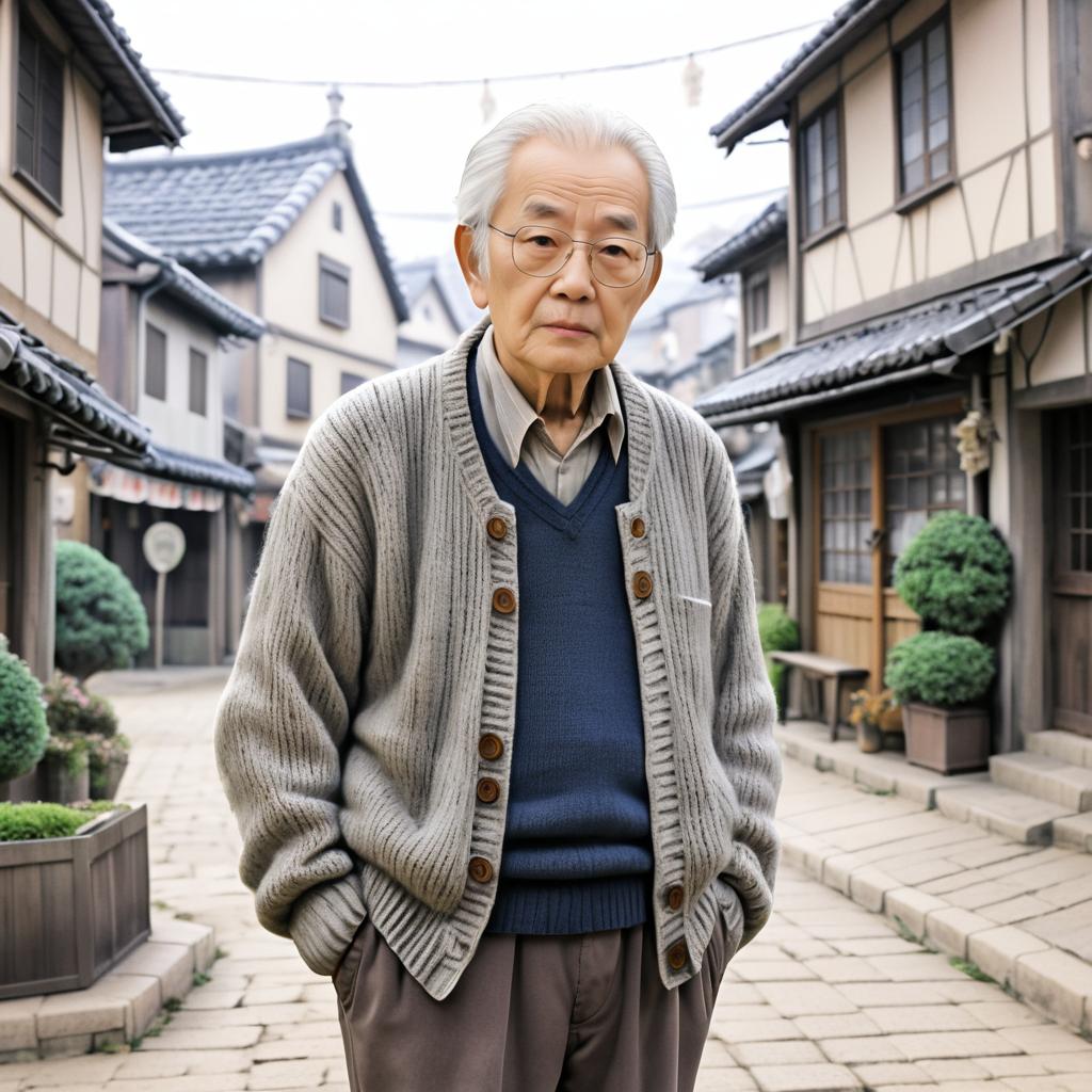 Nostalgic Elder in a Quaint Village