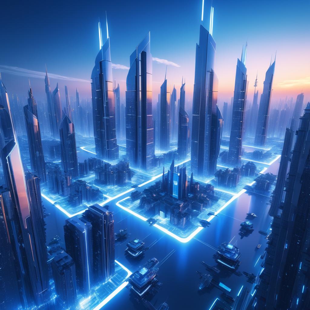 Futuristic City Skyline at Sunset