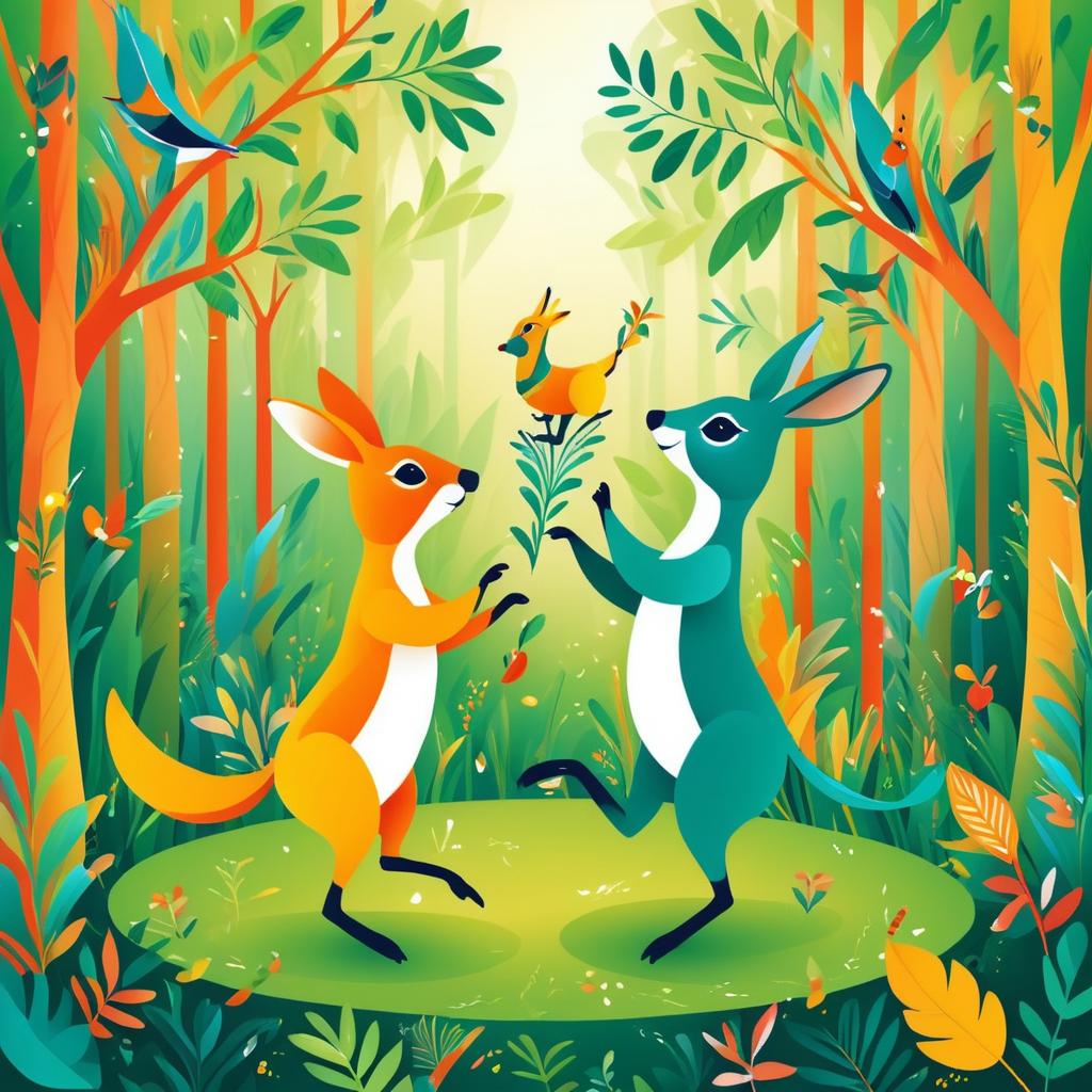 Kangaroo and Parrot's Whimsical Dance