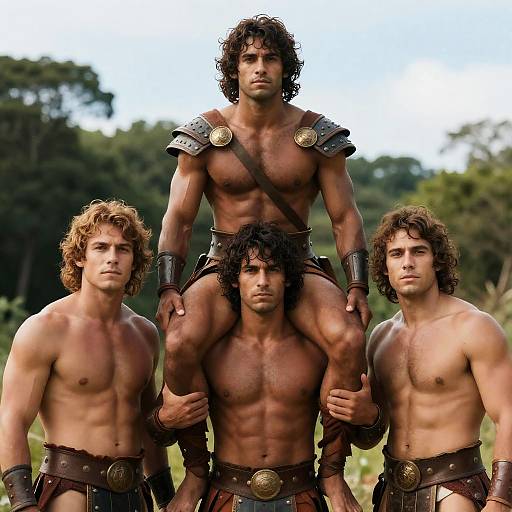 Ancient Warrior Men in Forest Setting