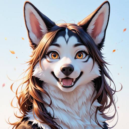 Joyful Cartoon Husky Digital Illustration