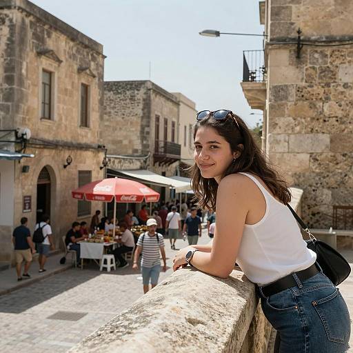 Candid Urban Market Smile in Sunlight