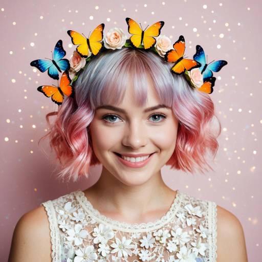 Young Woman with Butterfly Flower Crown