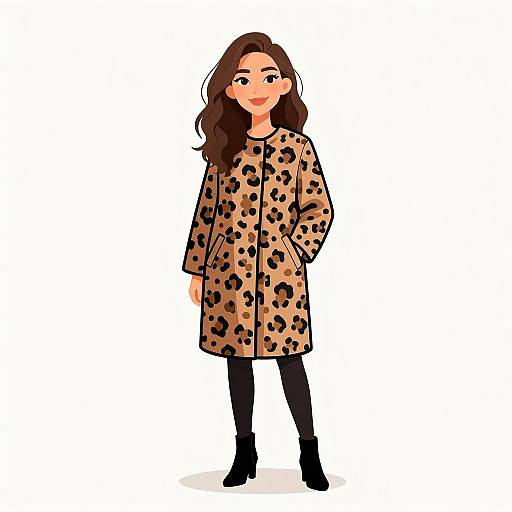 Casual Chic Woman in Leopard Coat