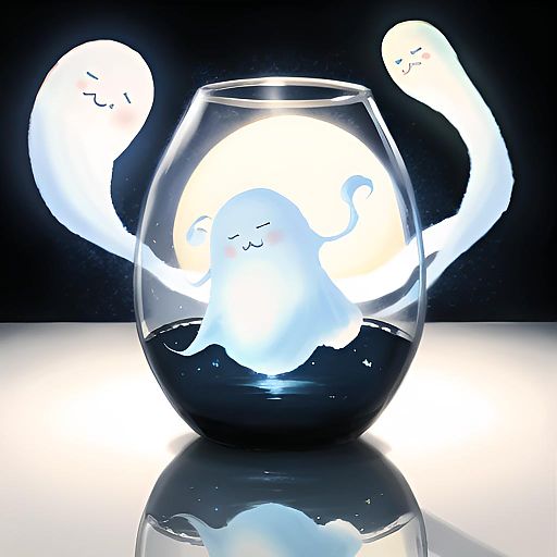 Kawaii Ghost in Dreamy Moonlit Shadows