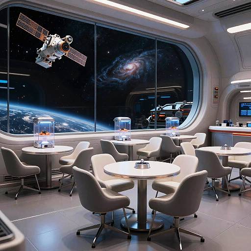 Futuristic Space Station Cafe Scene