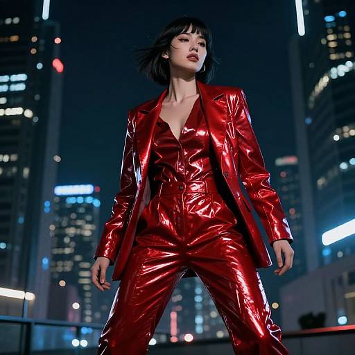 Futuristic Red Cyberpunk Suit