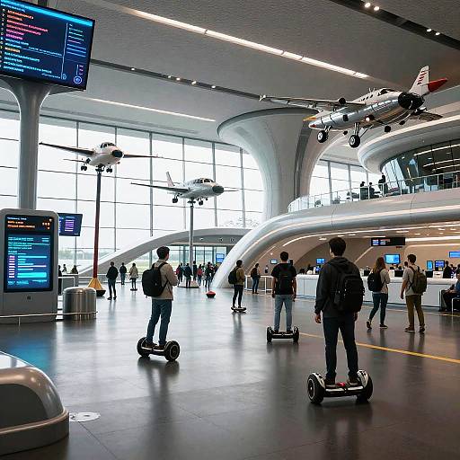 Futuristic Aviation Hub with Flying Machines