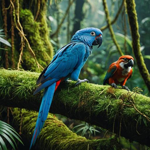 Vibrant Jungle Scene: Parrot and Fox