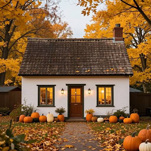 Cozy Autumn Cottage with Pumpkins