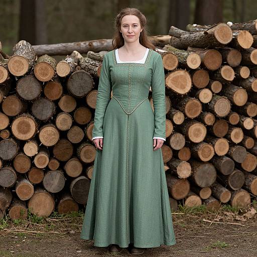 Sage Green Medieval Dress Portrait