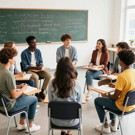 Diverse Students Group Discussion in Classroom