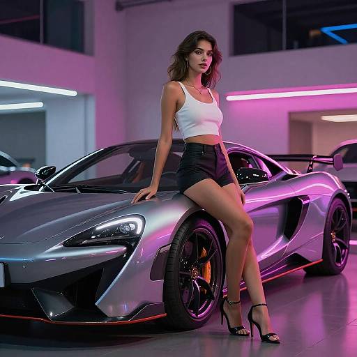 Futuristic Elegance: Woman and Sports Car