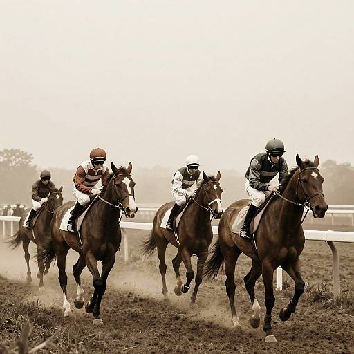Vintage Jockeys Preparing at Dawn