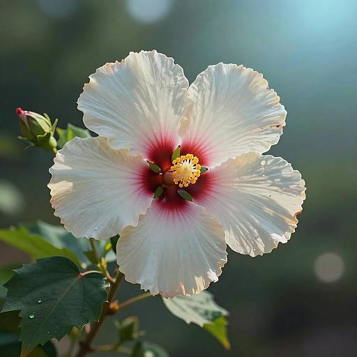 White Hibiscus Flower Close-Up