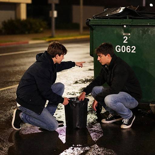 Nighttime Discovery: Teenage Boys in Action