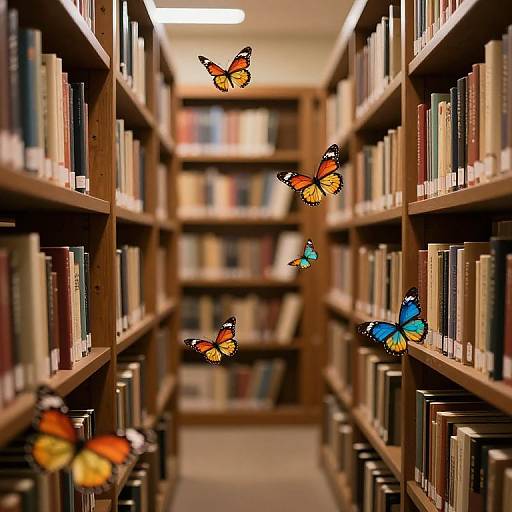 Butterflies Dancing in Quiet Library