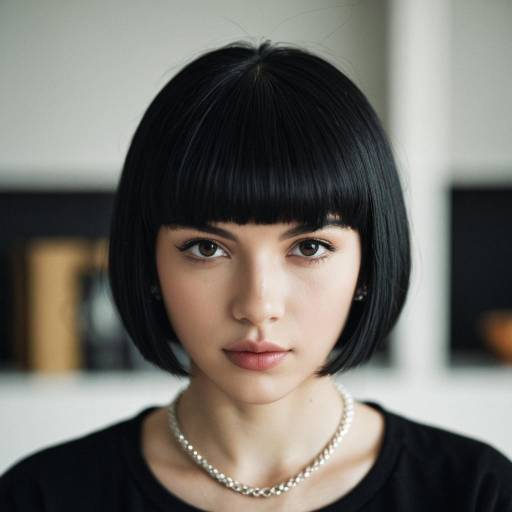 Modern Bowl Cut Woman with Jewelry