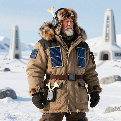 Retro-Futuristic Inuit Elder Hunter