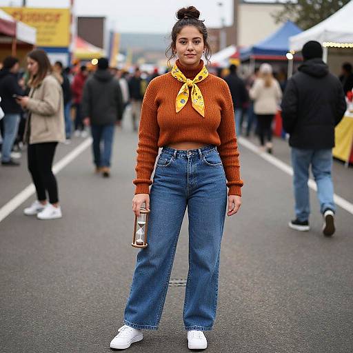 Cinematic Hourglass Woman at Carnival