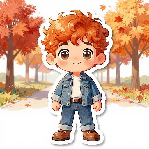 Autumn-Themed Watercolor Anime Sticker Art