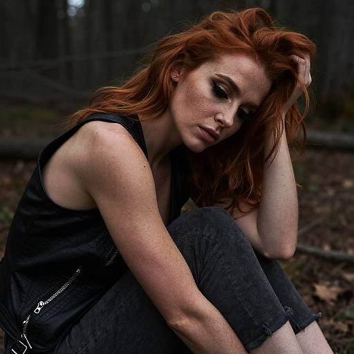 Seductive Redhead in Moody Forest Portrait