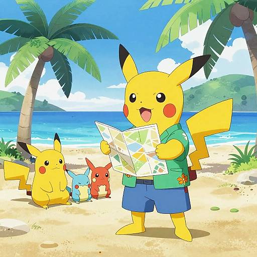 Relaxed Pokémon Beach Vacation Scene